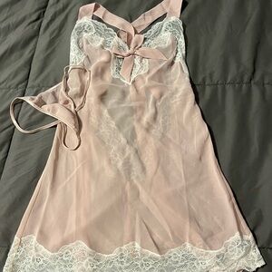 Adore Me Elegant Pink Lace Trim Camisole Lingerie Set